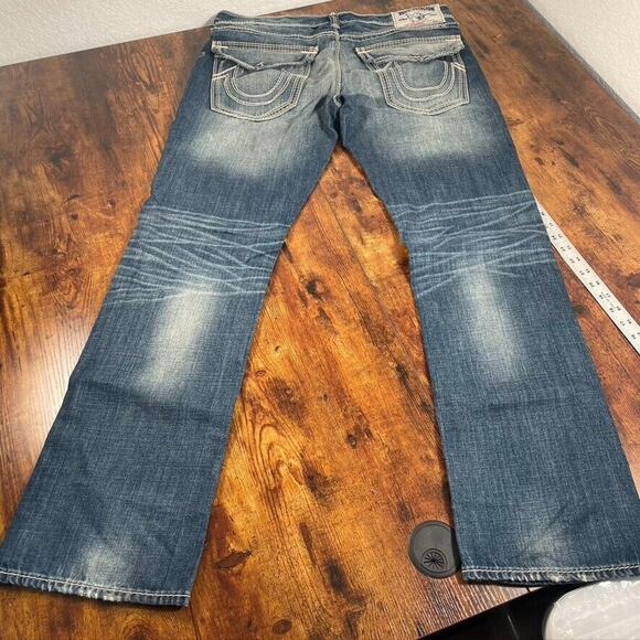 True Religion Straight With Flaps Mega T Blue Jeans Mens 38X34 - Picture 2 of 6
